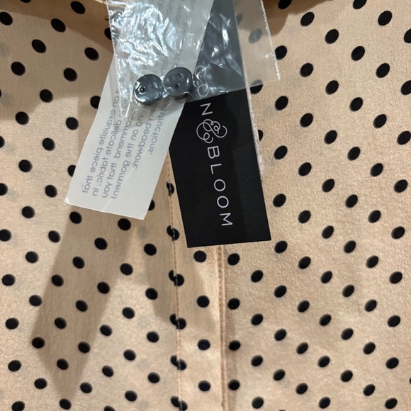Polk Dot Nude/Black long sleeve silk blouse NWT - Picture 6 of 13